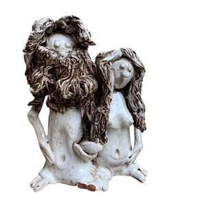 Vintage Adam And Eve Figurine Art Dino Bencini Italian Terracotta Clay